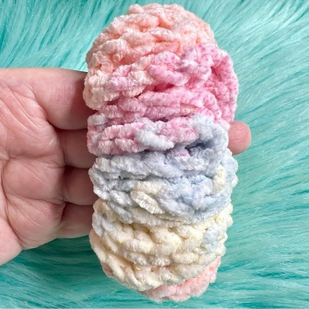 Handmade Crochet VELVET Pastel Beach Sunset Hair Scrunchie PinkRainCloud
